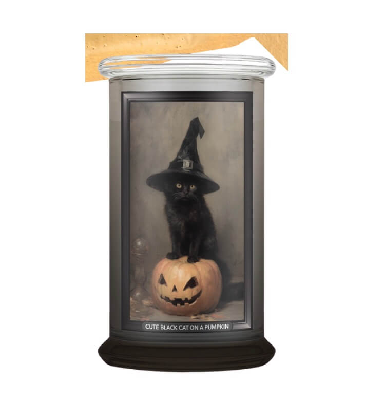 Kringle Candle Cute Black Cat On A Pumpkin