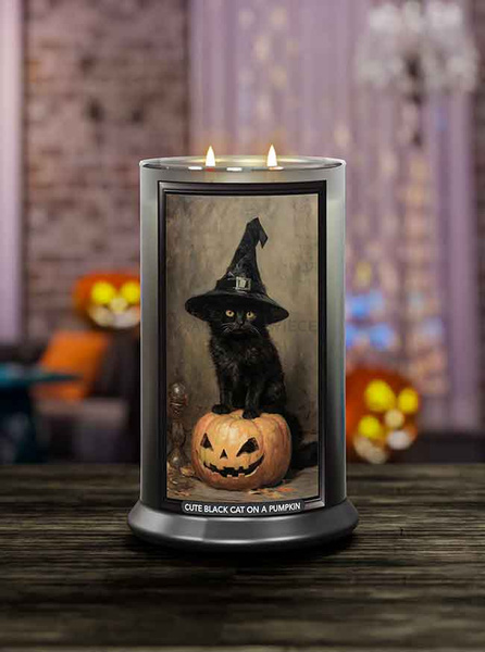 Kringle Candle Cute Black Cat on a Pumpkin Duża Świeca Zapachowa 624g