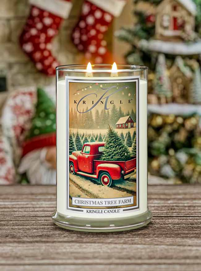 Kringle Candle Christmas Tree Farm Duża Świeca Zapachowa 624g