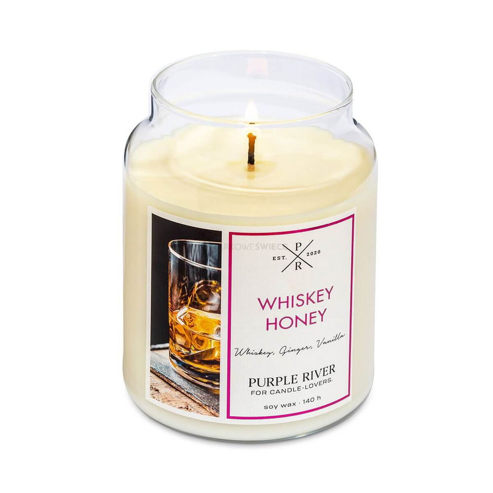 Purple River Whiskey Honey Duża Świeca Sojowa 623g