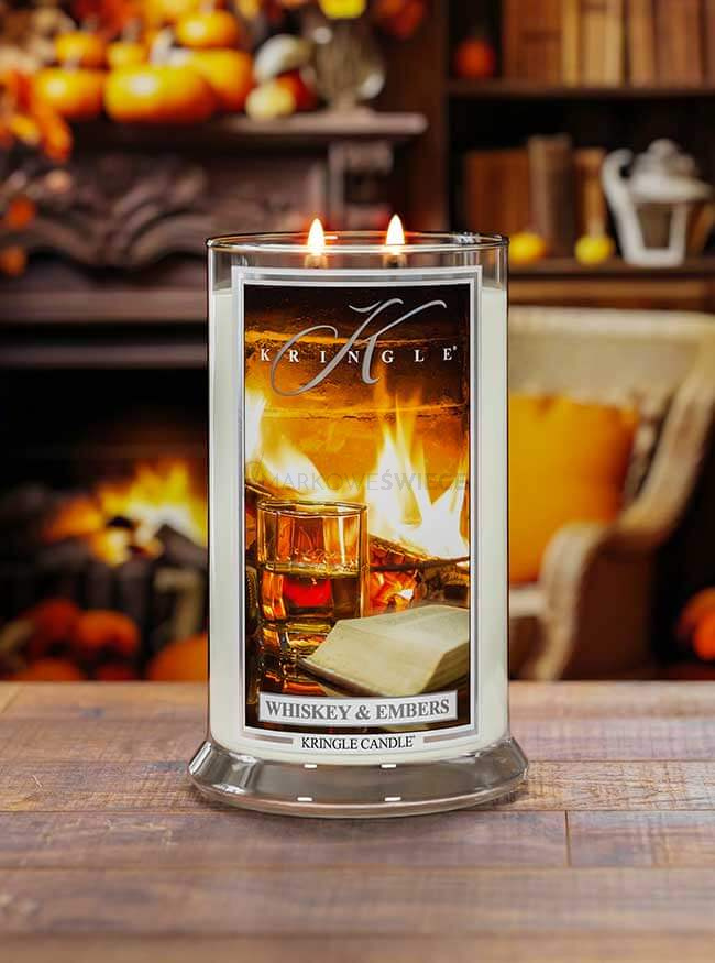 Kringle Candle Whiskey & Embers Duża Świeca Zapachowa 624g