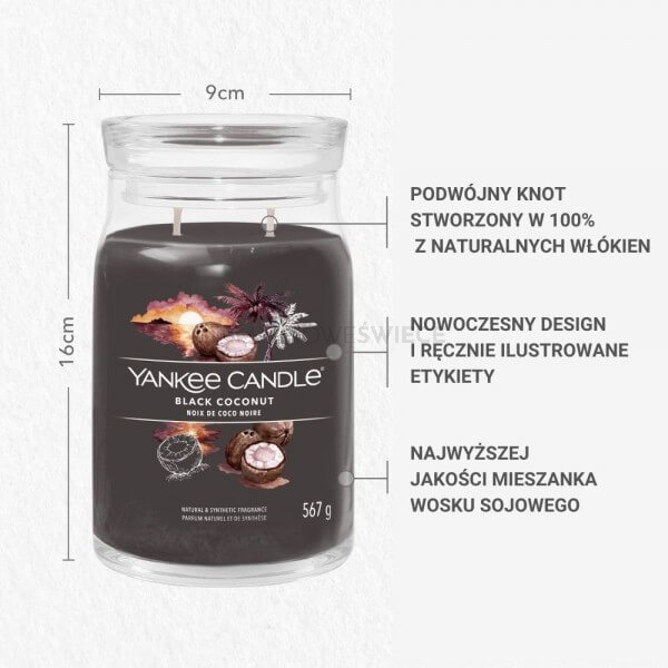 Yankee Candle Black Coconut Signature Duża Świeca 567g