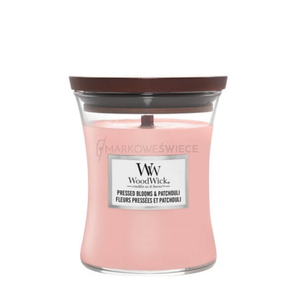 WoodWick Pressed Blooms & Patchouli Średnia Świeca 275g