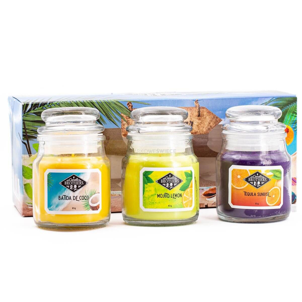 Candle Brothers Beach Bar Zestaw Prezentowy Trzech Świec 3x85 g