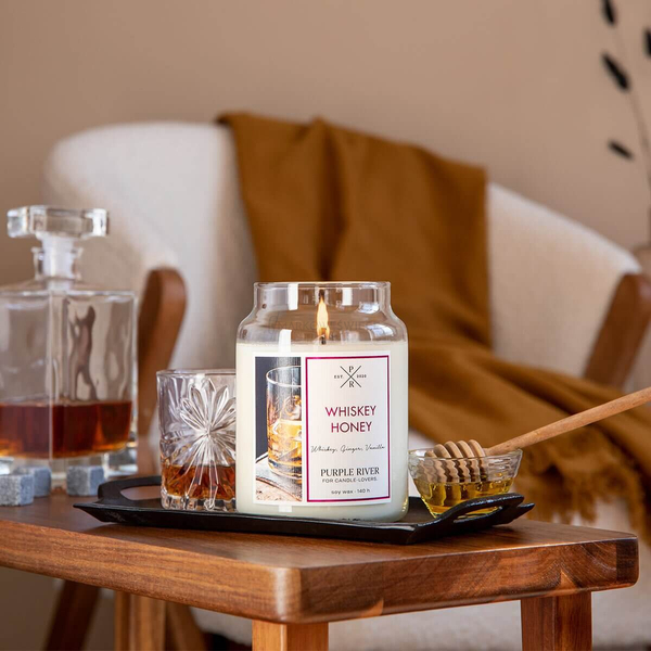 Purple River Whiskey Honey Duża Świeca Sojowa 623g