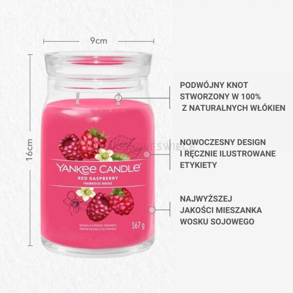Yankee Candle Red Raspberry Signature Duża Świeca 567g