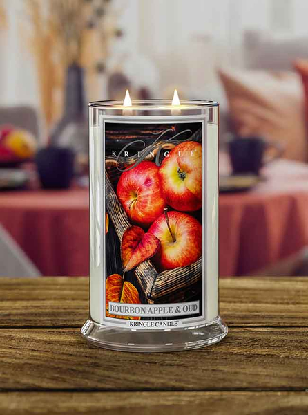 Kringle Candle Bourbon Apple & Oud Duża Świeca Zapachowa 624g