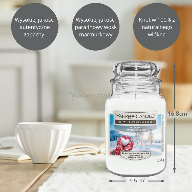 Yankee Candle Snow Day Duża Świeca Zapachowa 538g