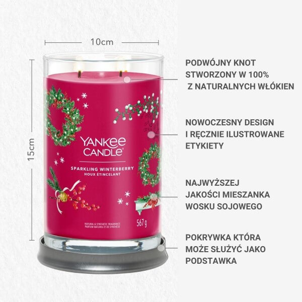 Yankee Candle Sparkling Winterberry Tumbler Duża Świeca 567g