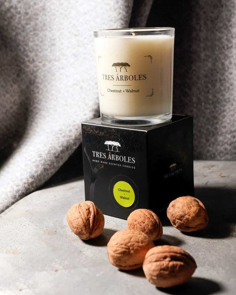 Tres Arboles Chestnut & Walnut Świeca Sojowa Zapachowa 170g