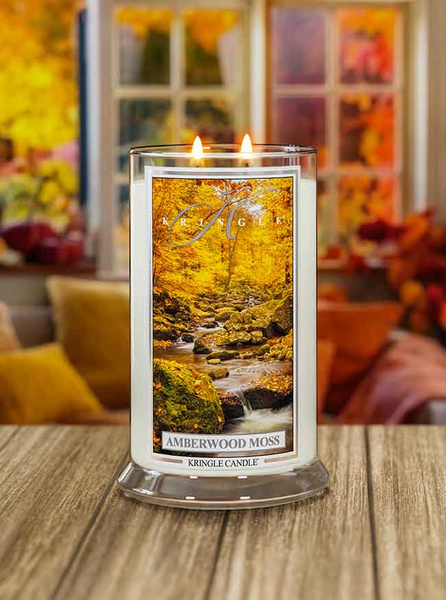 Kringle Candle Amberwood Moss Duża Świeca Zapachowa 624g