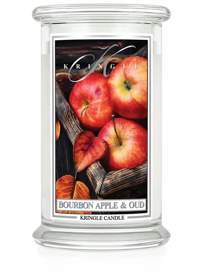 Kringle Candle Bourbon Apple & Oud Duża Świeca Zapachowa 624g
