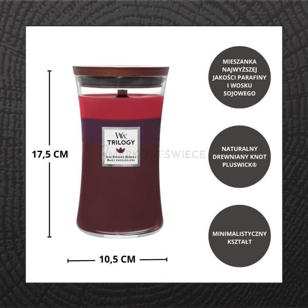 Woodwick Sun Ripened Berries Duża Świeca Trilogy 609,5g