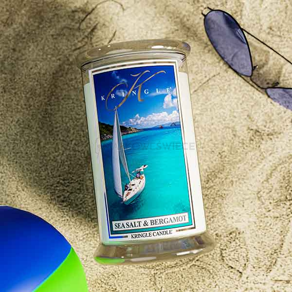 Kringle Candle Sea Salt & Bergamot Duża Świeca Zapachowa 624g