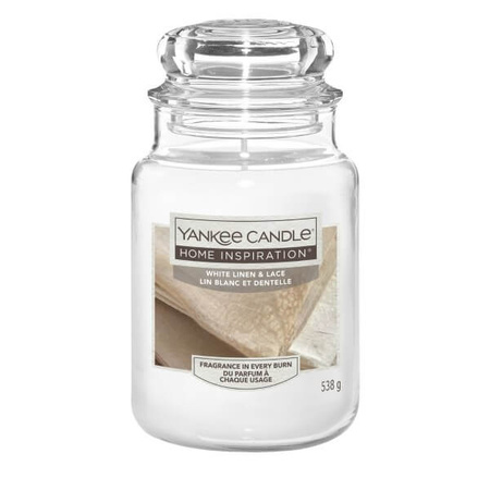 Yankee Candle White Linen & Lace Duża Świeca Zapachowa 538g
