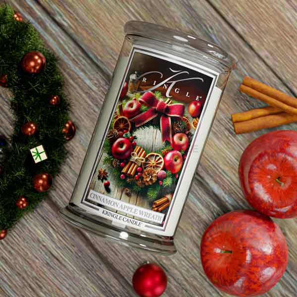 Kringle Candle Cinnamon Apple Wreath Duża Świeca Zapachowa 624g