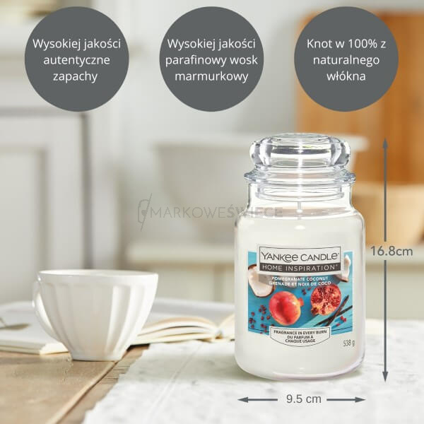 Yankee Candle Pomegranate Coconut Duża Świeca Zapachowa 538g