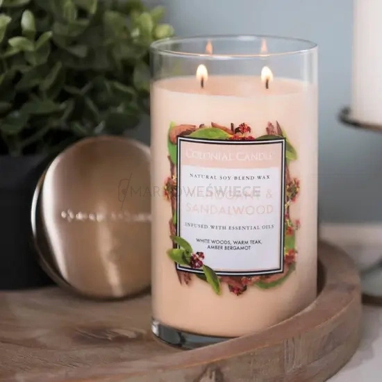 Colonial Candle Mahogany & Sandalwood Świeca Zapachowa Tumbler 538g