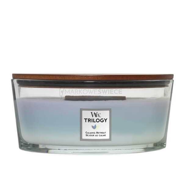 WoodWick Calming Retreat Świeca Hearthwick Trilogy 453,5g