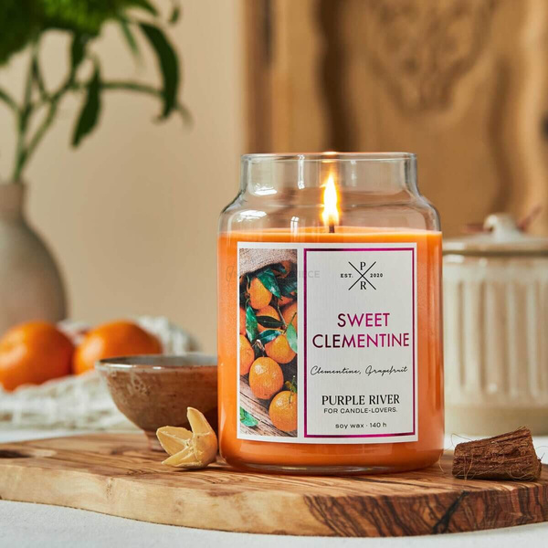Purple River Sweet Clementine Duża Świeca Sojowa 623g