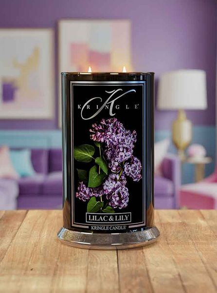 Kringle Candle Reserve Lilac & Lily Duża Świeca Zapachowa 624g