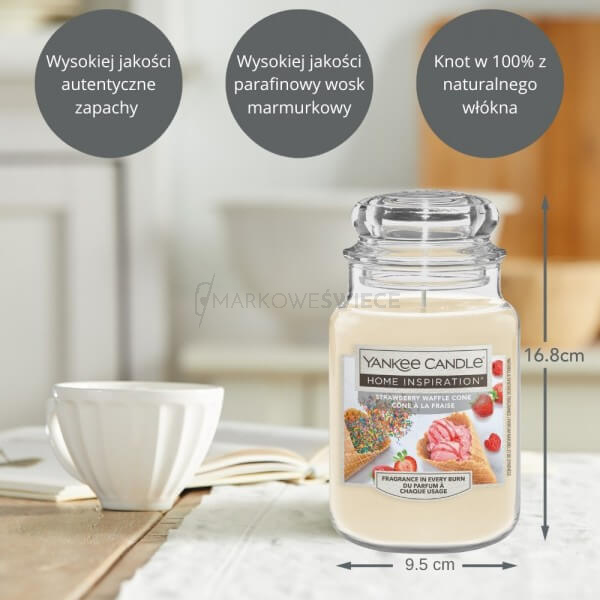 Yankee Candle Strawberry Waffle Cone Duża Świeca Zapachowa 538g