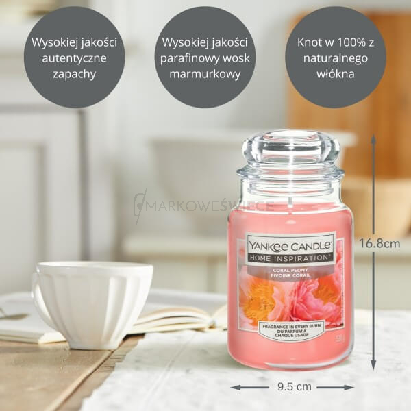 Yankee Candle Coral Peony Duża Świeca Zapachowa 538g