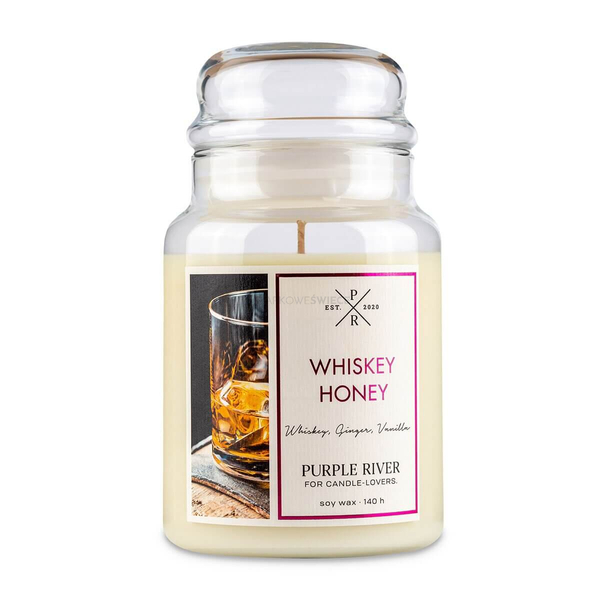 Purple River Whiskey Honey Duża Świeca Sojowa 623g