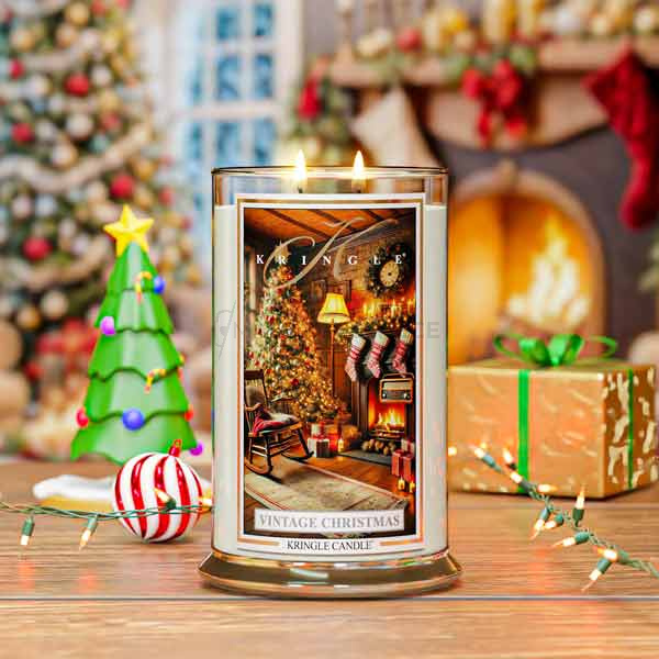 Kringle Candle Vintage Christmas Duża Świeca Zapachowa 624g