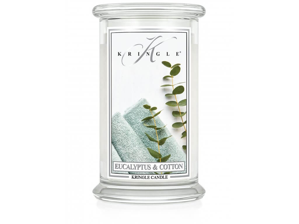 Kringle Candle Eucalyptus & Cotton Duża Świeca Zapachowa 624g