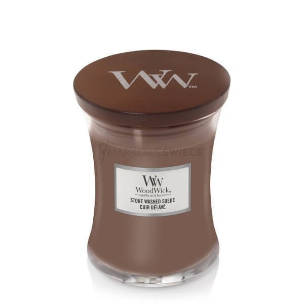 WoodWick Stone Washed Suede Średnia Świeca 275g