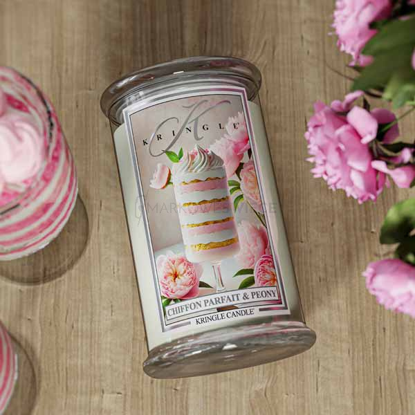 Kringle Candle Chiffon Parfait & Peony Duża Świeca Zapachowa 624g