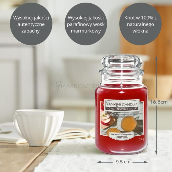 Yankee Candle Apple Cinnamon Cider Duża Świeca Zapachowa 538g