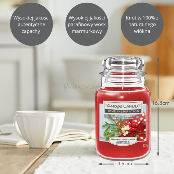 Yankee Candle Mistletoe Charm Duża Świeca Zapachowa 538g