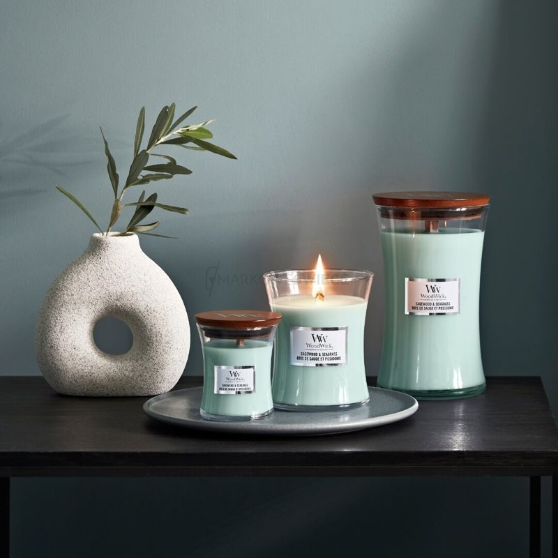 WoodWick Sagewood & Seagrass Mała Świeca 85g