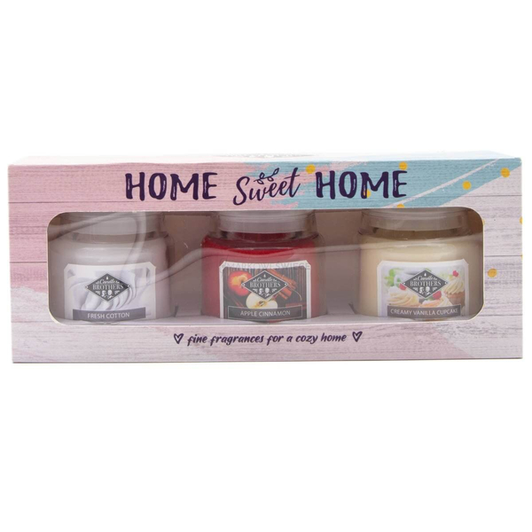 Candle Brothers Home Sweet Home Zestaw Prezentowy Trzech Świec 3x85 g