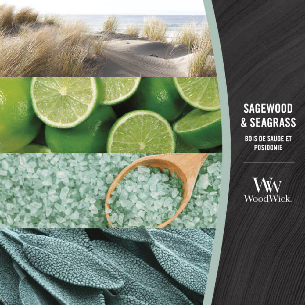 WoodWick Sagewood & Seagrass Mała Świeca 85g